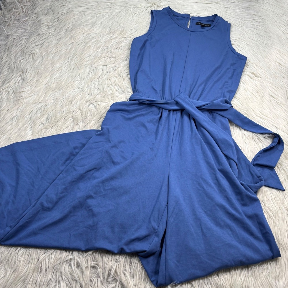 Banana Republic Women's 6P 6 Petite Blue Wide Leg Cropped Jumpsuit Stretch Knit